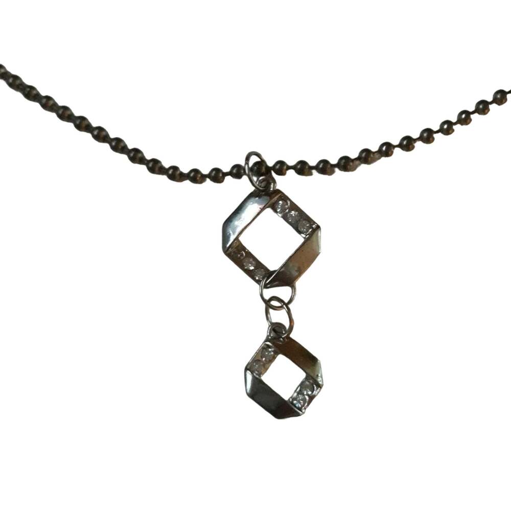 Hand Crafted Ball Chain Silver Rhinestone Pendant - Picture 3 of 3